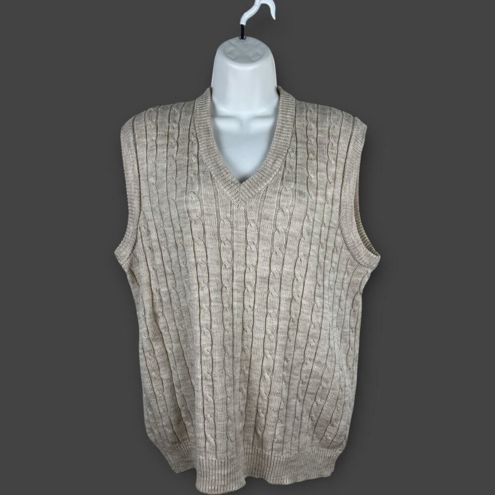 Vintage The Denver Store For Men Acrylic‎ Cream Cable Knit Vest Size M Preppy